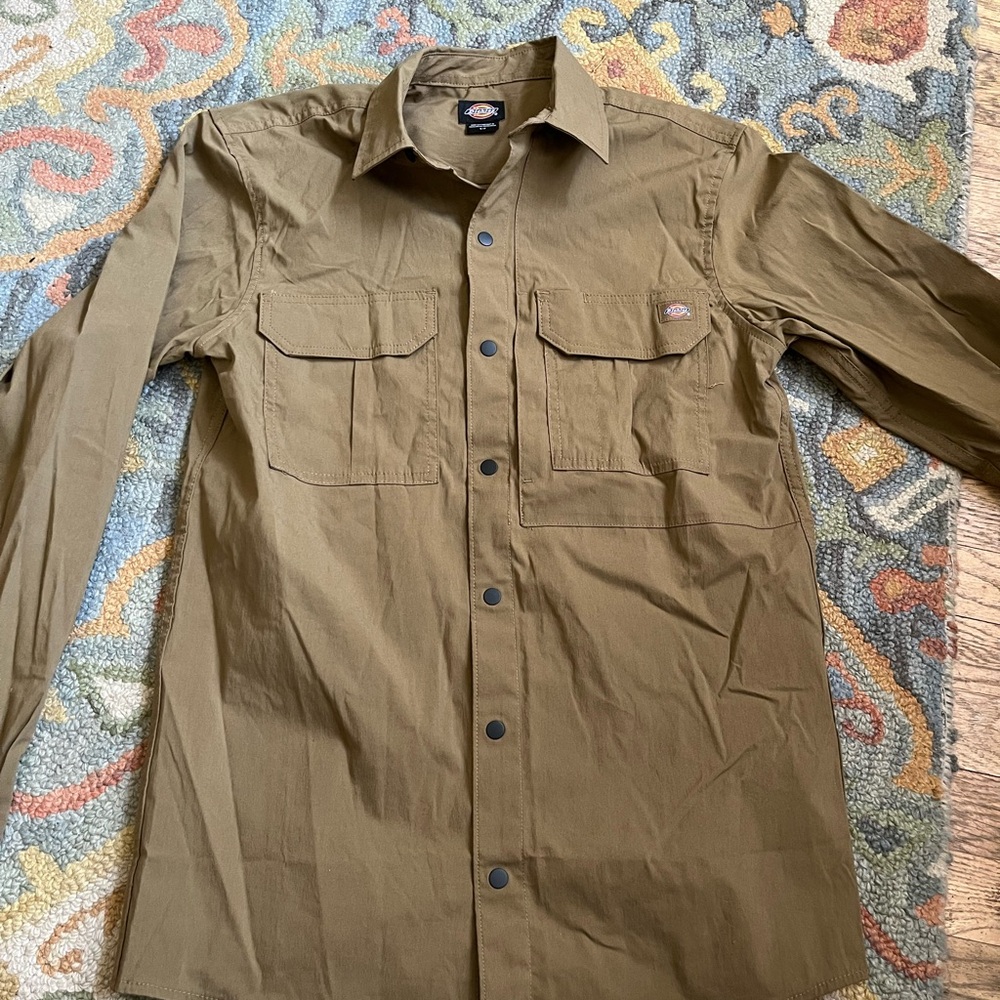 Dickies Khaki Work Snap Shirt Jacket